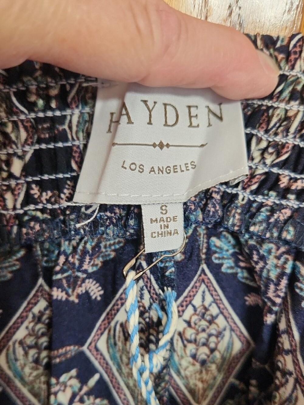 Hayden Los Angeles maxi Boho Smocked dress black geometric Red/White Floral Sm - Picture 2 of 12